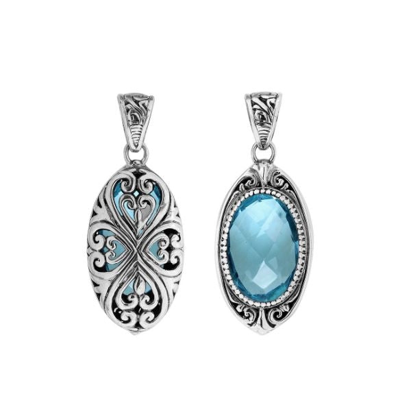 AP-6285-BT Sterling Silver Pendant With Blue Topaz Q. Jewelry Bali Designs Inc 