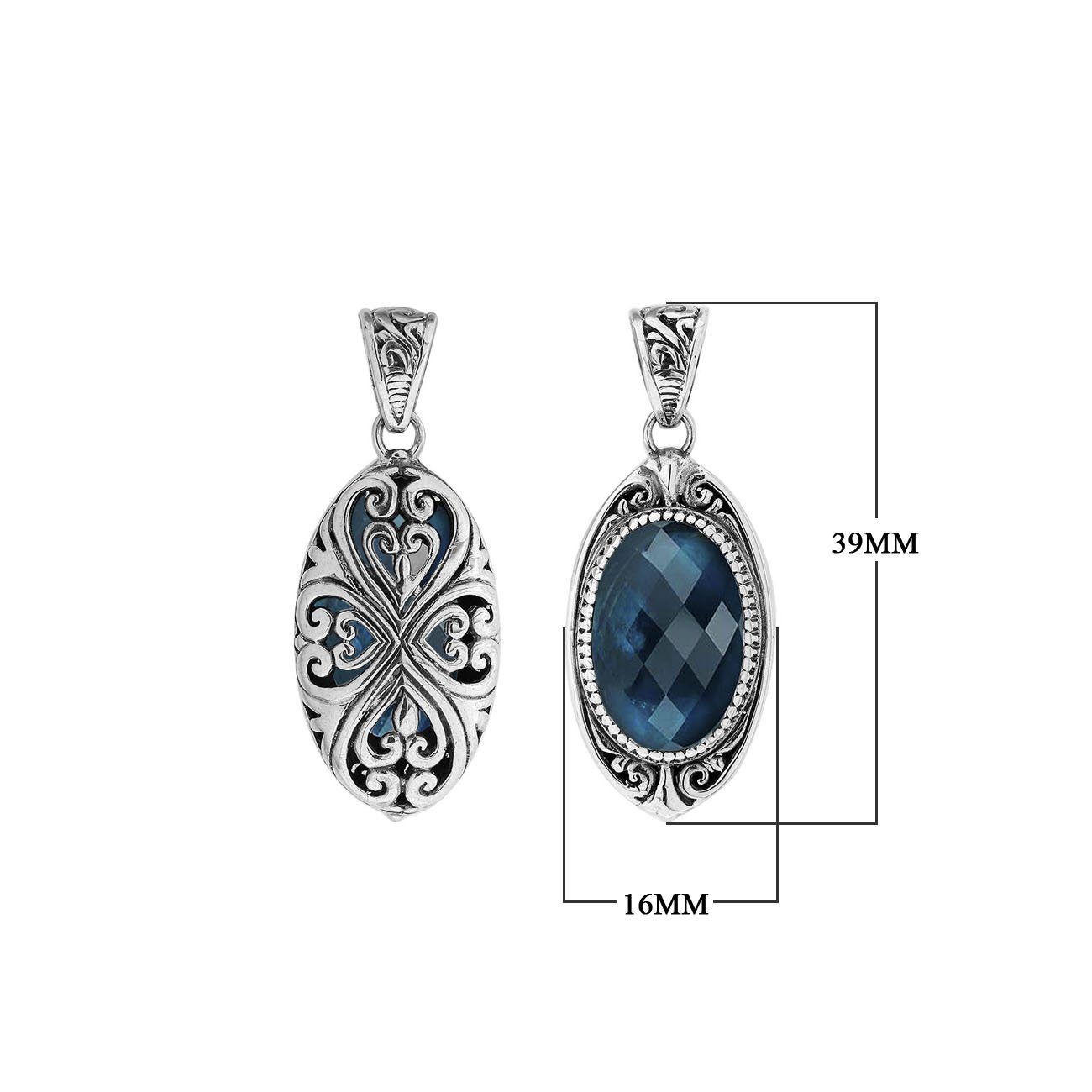 AP-6285-LBT Sterling Silver Pendant With London Blue Topaz Q. Jewelry Bali Designs Inc 
