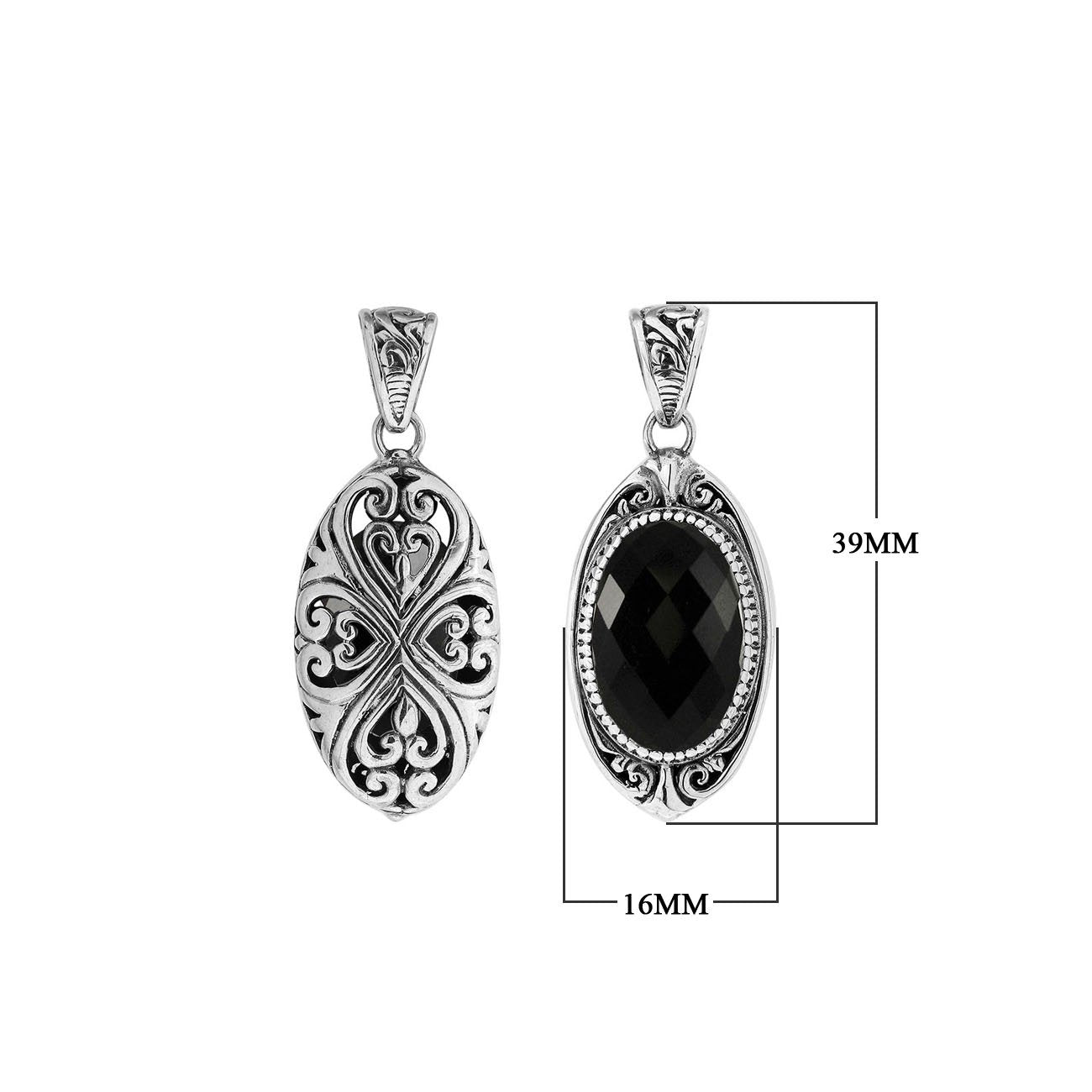 AP-6285-OX Sterling Silver Pendant With Black Onyx Jewelry Bali Designs Inc 