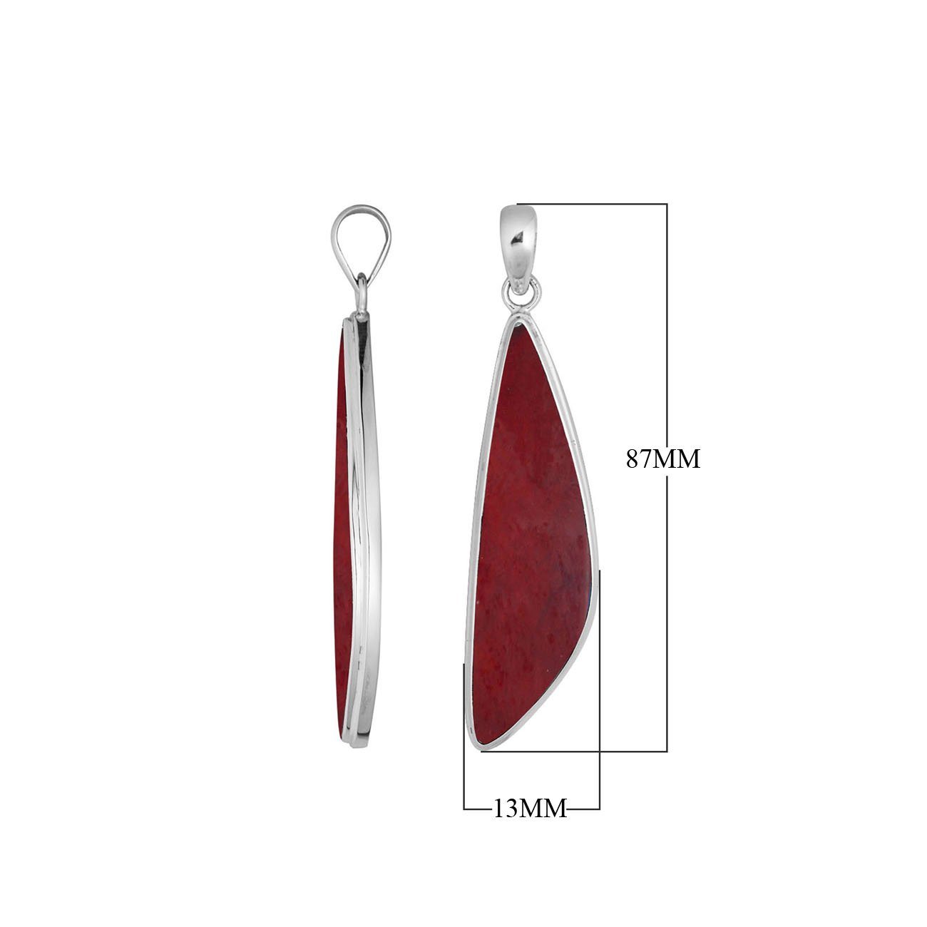 AP-6286-CR Sterling Silver Pendant With Coral Jewelry Bali Designs Inc 