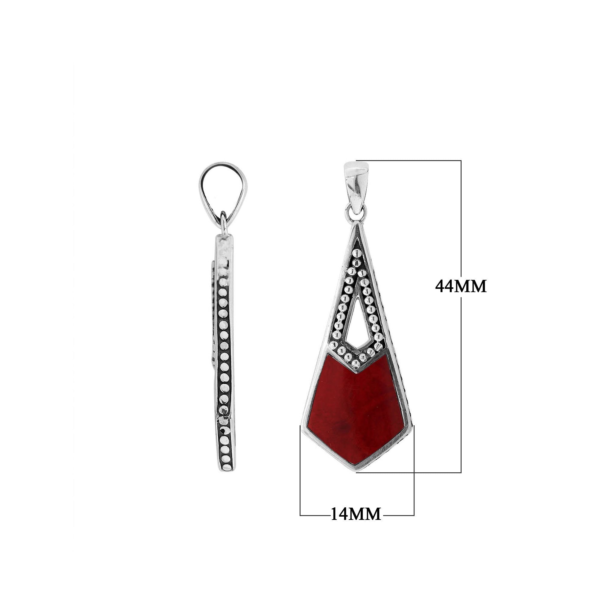 AP-6289-CR Sterling Silver Pendant With Coral Jewelry Bali Designs Inc 