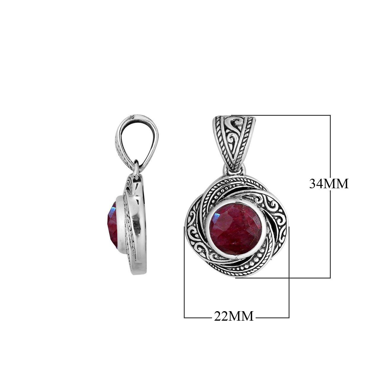 AP-6291-RB Sterling Silver Pendant With Ruby Jewelry Bali Designs Inc 