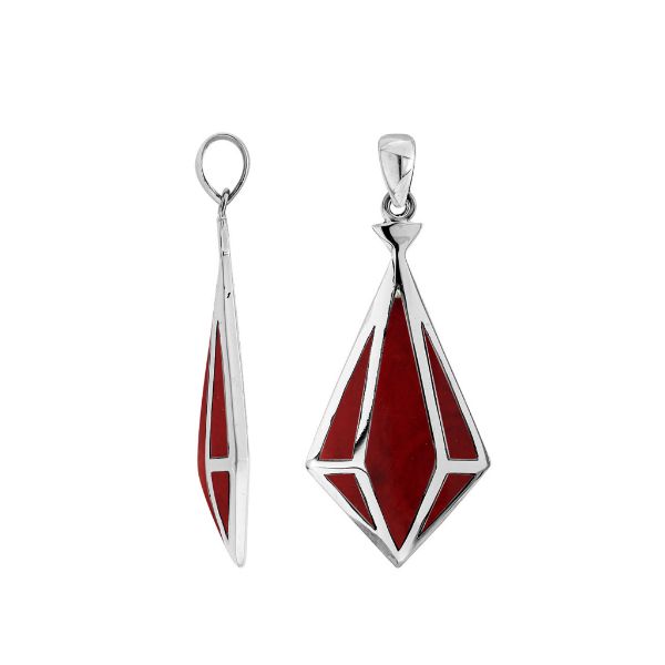 AP-6292-CR Sterling Silver Pendant With Coral Jewelry Bali Designs Inc 
