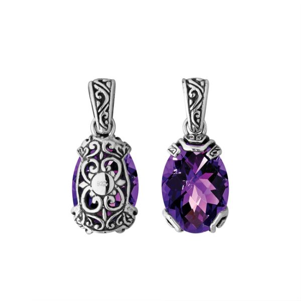 AP-6293-AM Sterling Silver Pendant With Amethyst Q. Jewelry Bali Designs Inc 