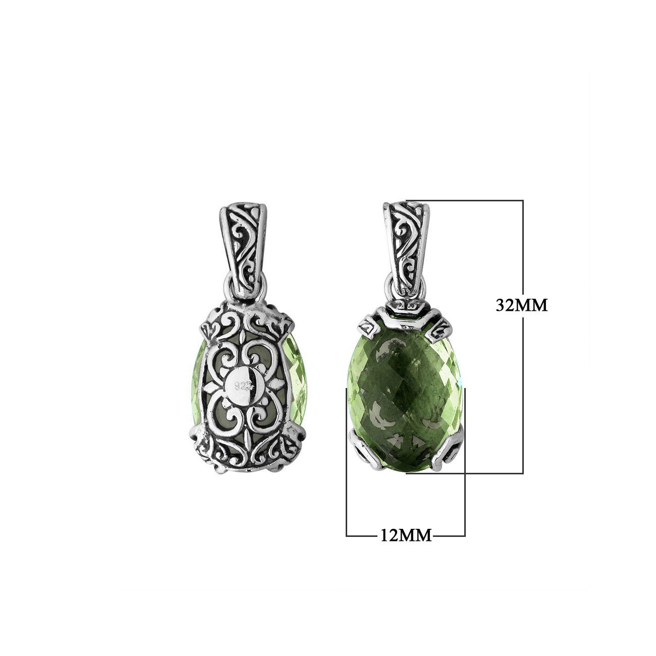 AP-6293-GAM Sterling Silver Pendant With Green Amethyst Q. Jewelry Bali Designs Inc 
