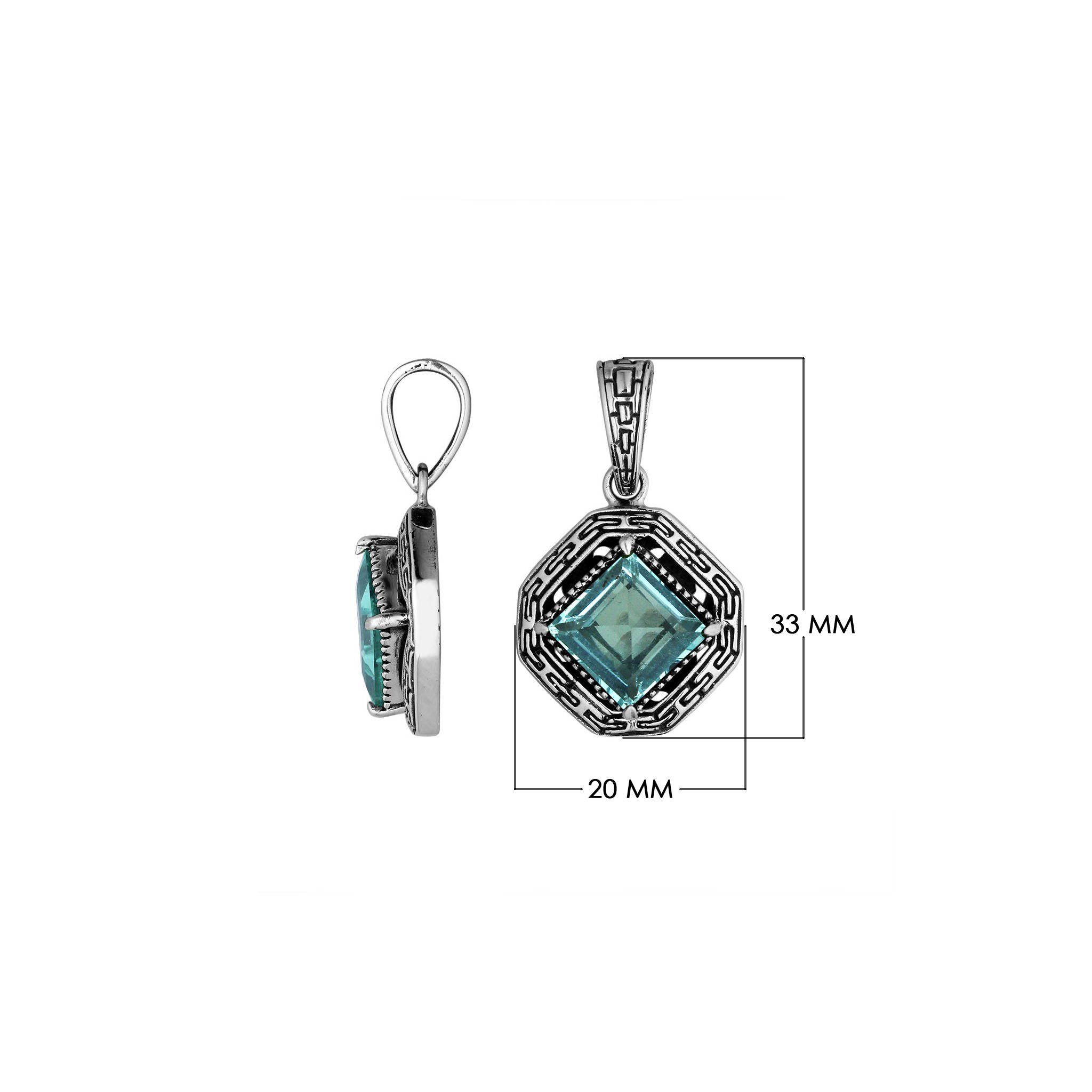 AP-6294-BT Sterling Silver Pendant With Blue Topaz Q. Jewelry Bali Designs Inc 