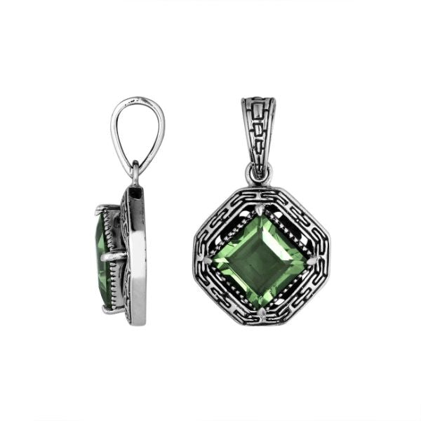 AP-6294-GAM Sterling Silver Pendant With Green Amethyst Q. Jewelry Bali Designs Inc 