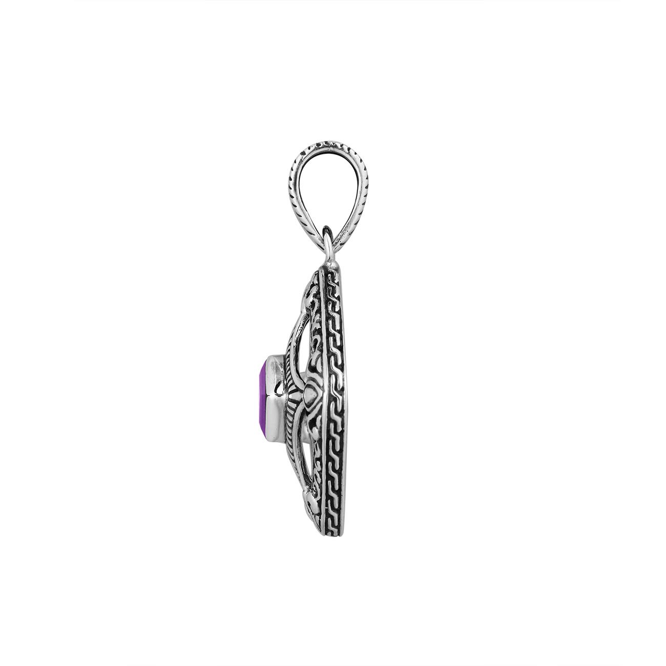 AP-6298-AM Sterling Silver Cushion Shape Pendant With Amethyst Jewelry Bali Designs Inc 