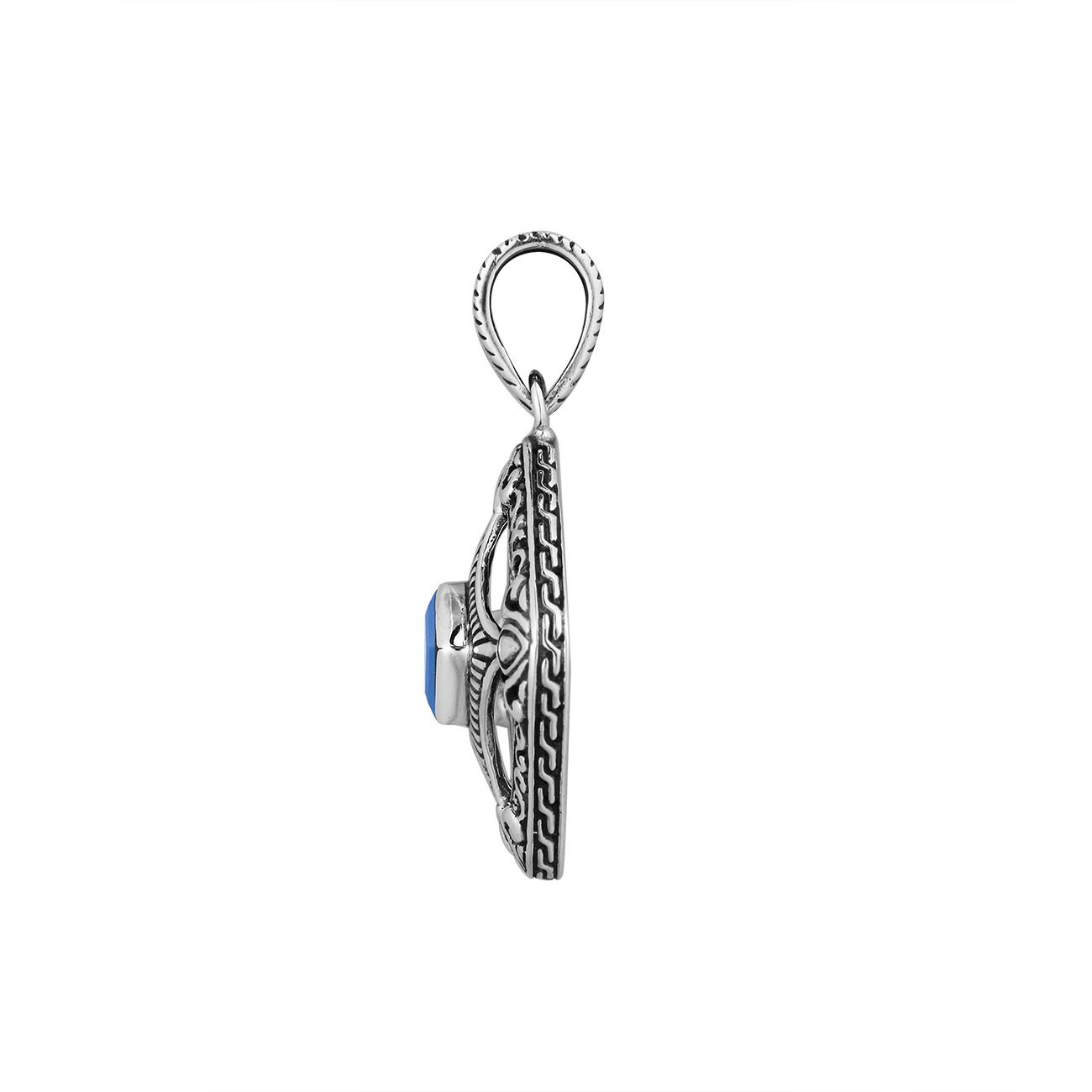 AP-6298-BT Sterling Silver Cushion Shape Pendant With Blue Topaz Jewelry Bali Designs Inc 