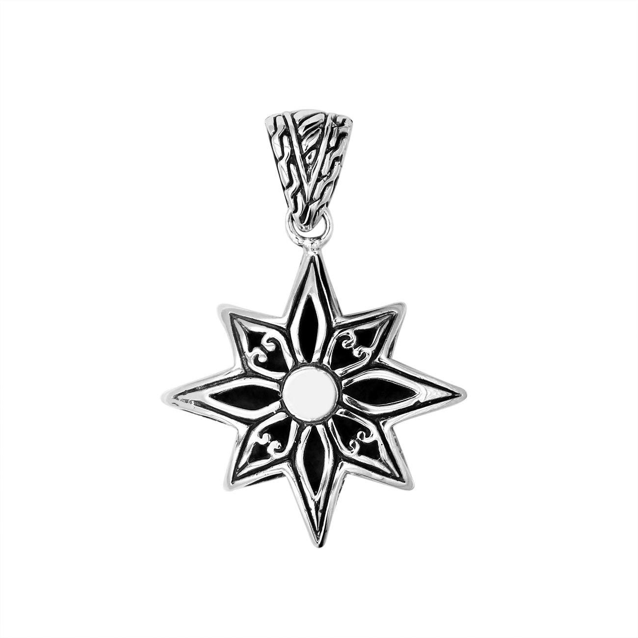AP-6299-S Sterling Silver Delightful charming Compass Shape Pendant With Plain Silver Jewelry Bali Designs Inc 