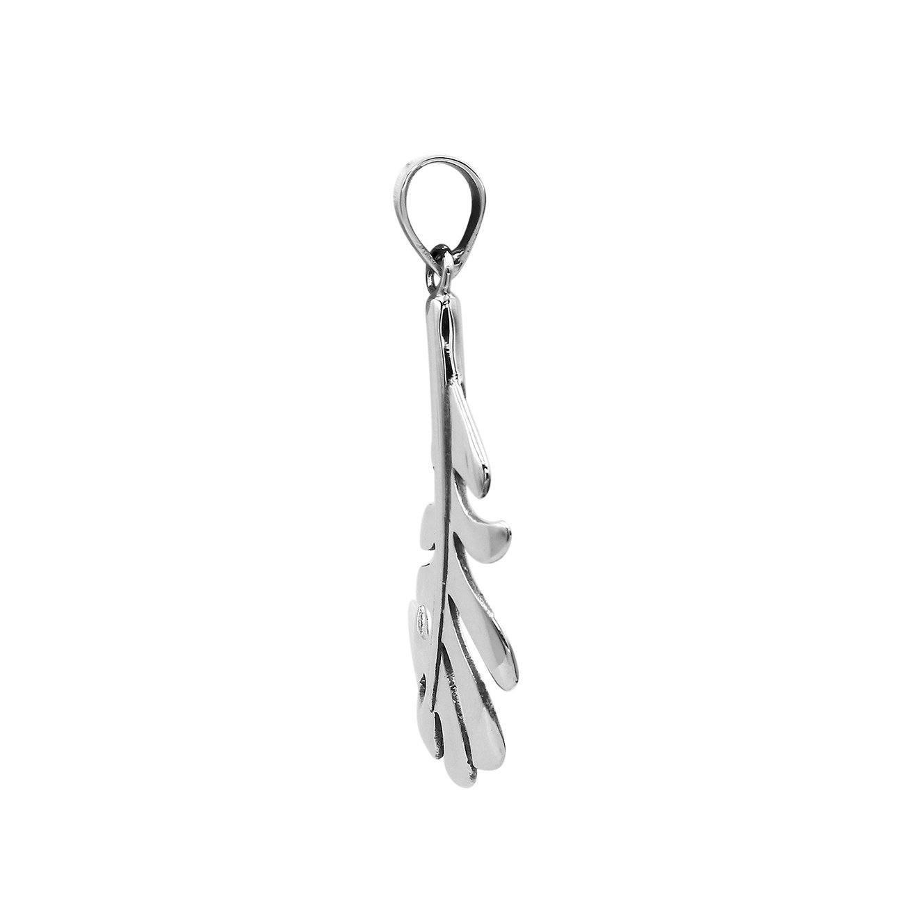 AP-6302-S Sterling Silver Beautiful Simple Designer Feather Pendant with Plain Silver Jewelry Bali Designs Inc 