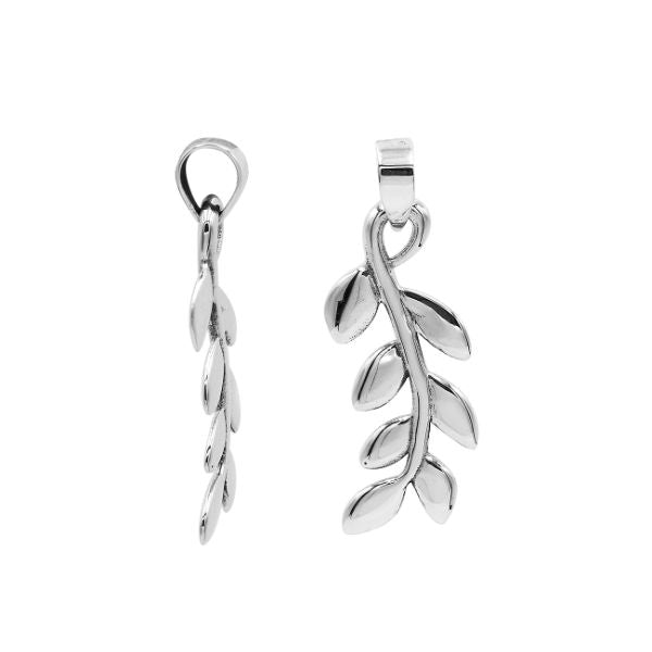 AP-6305-S Sterling Silver Beautiful Simple Designer Leaf Pendant with Plain Silver Jewelry Bali Designs Inc 