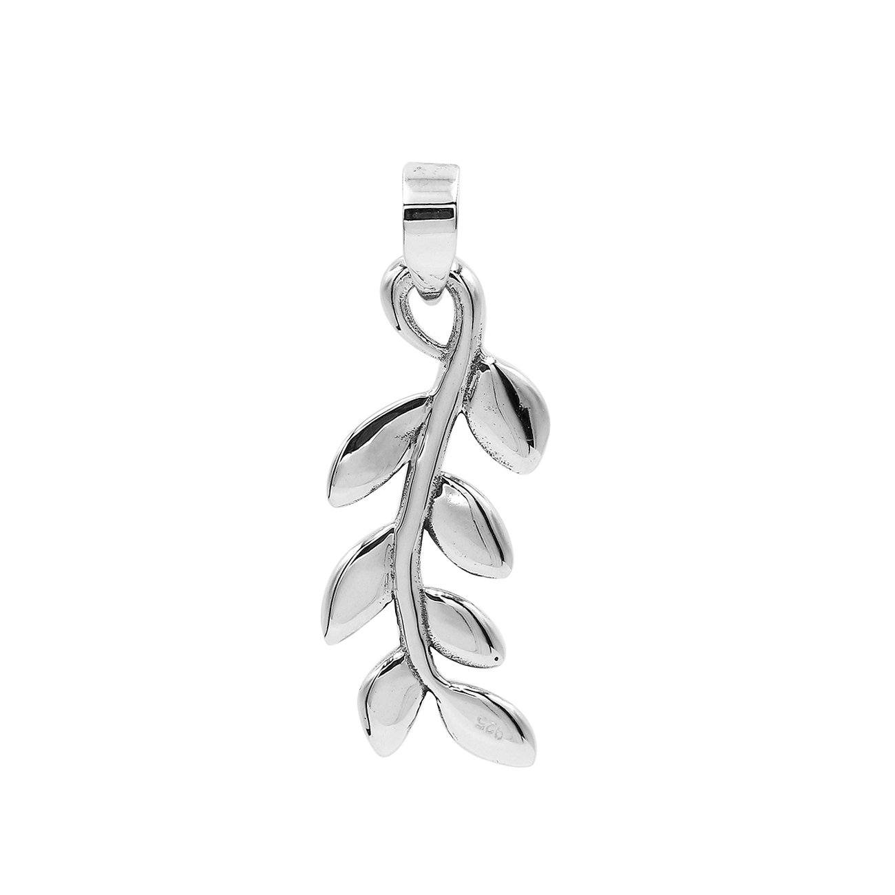 AP-6305-S Sterling Silver Beautiful Simple Designer Leaf Pendant with Plain Silver Jewelry Bali Designs Inc 