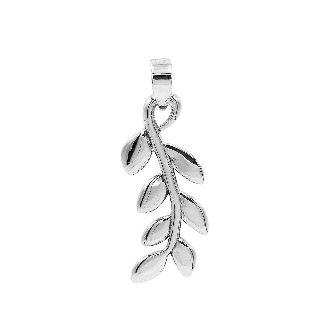 AP-6305-S Sterling Silver Beautiful Simple Designer Leaf Pendant with Plain Silver Jewelry Bali Designs Inc 