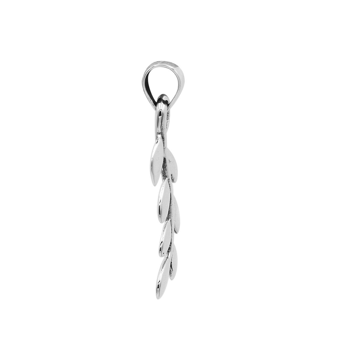 AP-6305-S Sterling Silver Beautiful Simple Designer Leaf Pendant with Plain Silver Jewelry Bali Designs Inc 