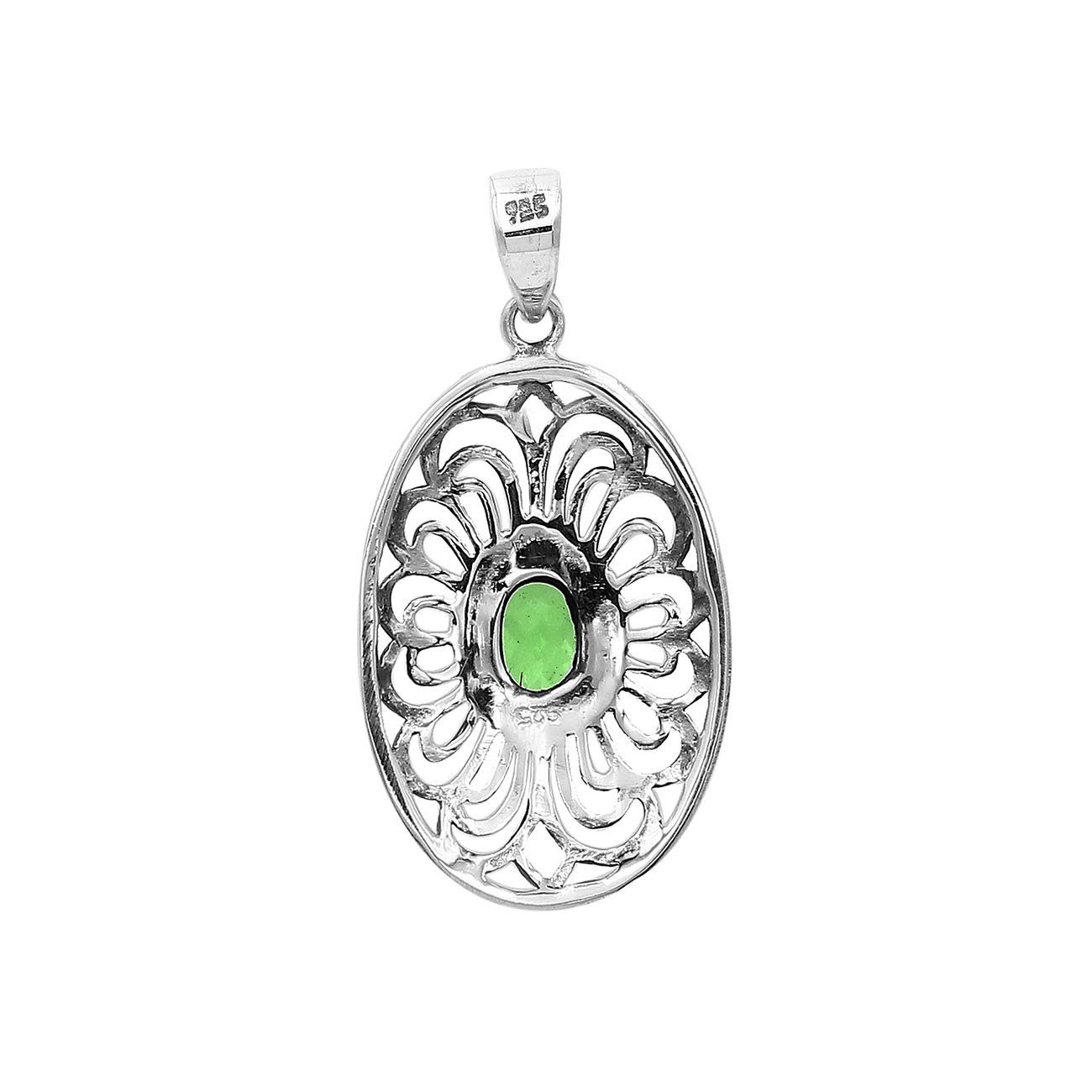 AP-6306-PR Sterling Silver Oval Shape Pendant With Peridot Jewelry Bali Designs Inc 
