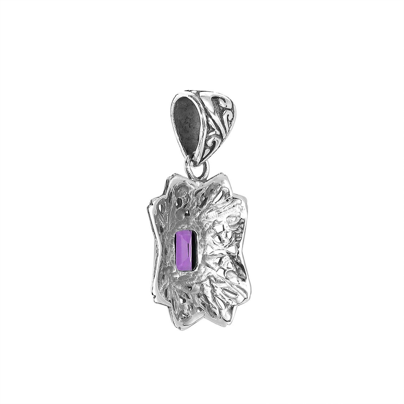 AP-6307-AM Sterling Silver Designer Pendant With Amethyst Jewelry Bali Designs Inc 
