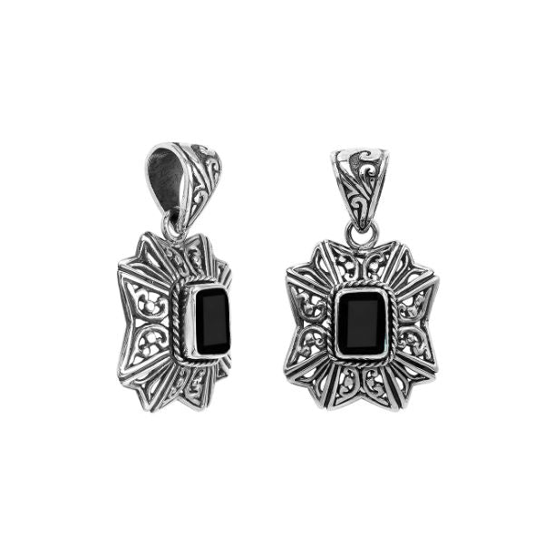 AP-6307-OX Sterling Silver Designer Pendant With Black Onyx Jewelry Bali Designs Inc 