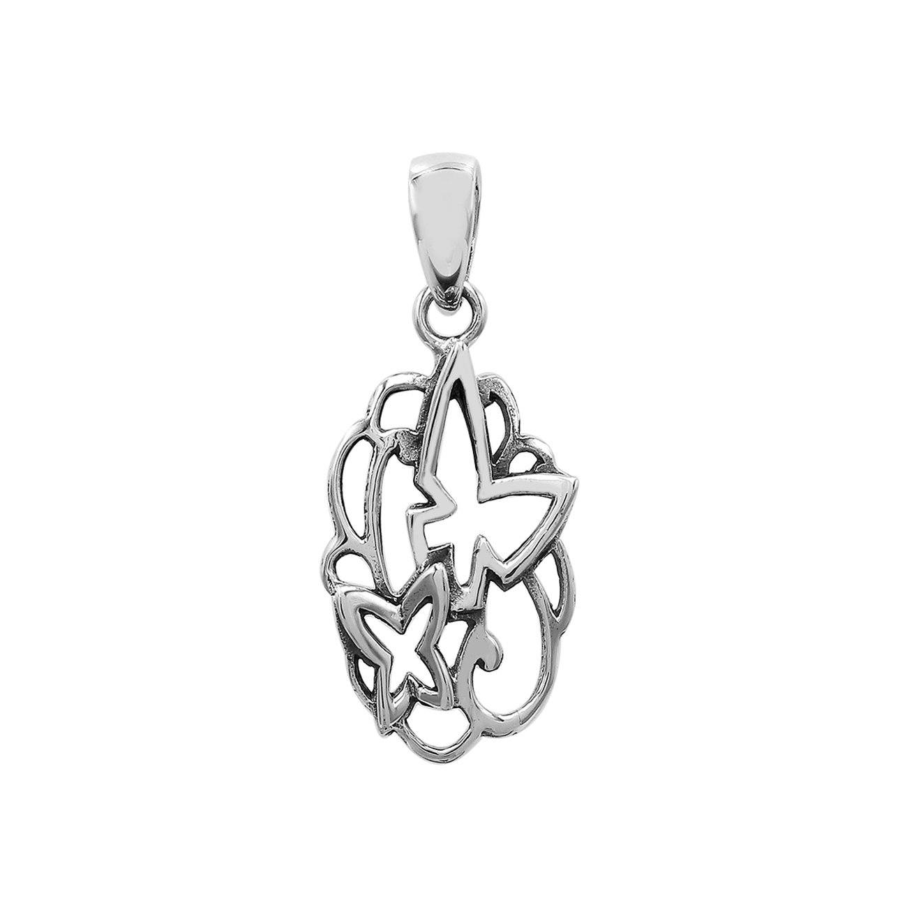AP-6308-S Sterling Silver Beautiful Simple Designer Pendant with Plain Silver Jewelry Bali Designs Inc 