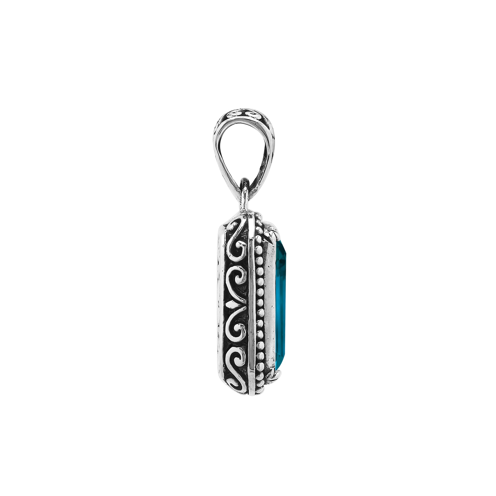 AP-6316-LBT Sterling Silver Designer Pendant With London Blue Topaz Q, Jewelry Bali Designs Inc 