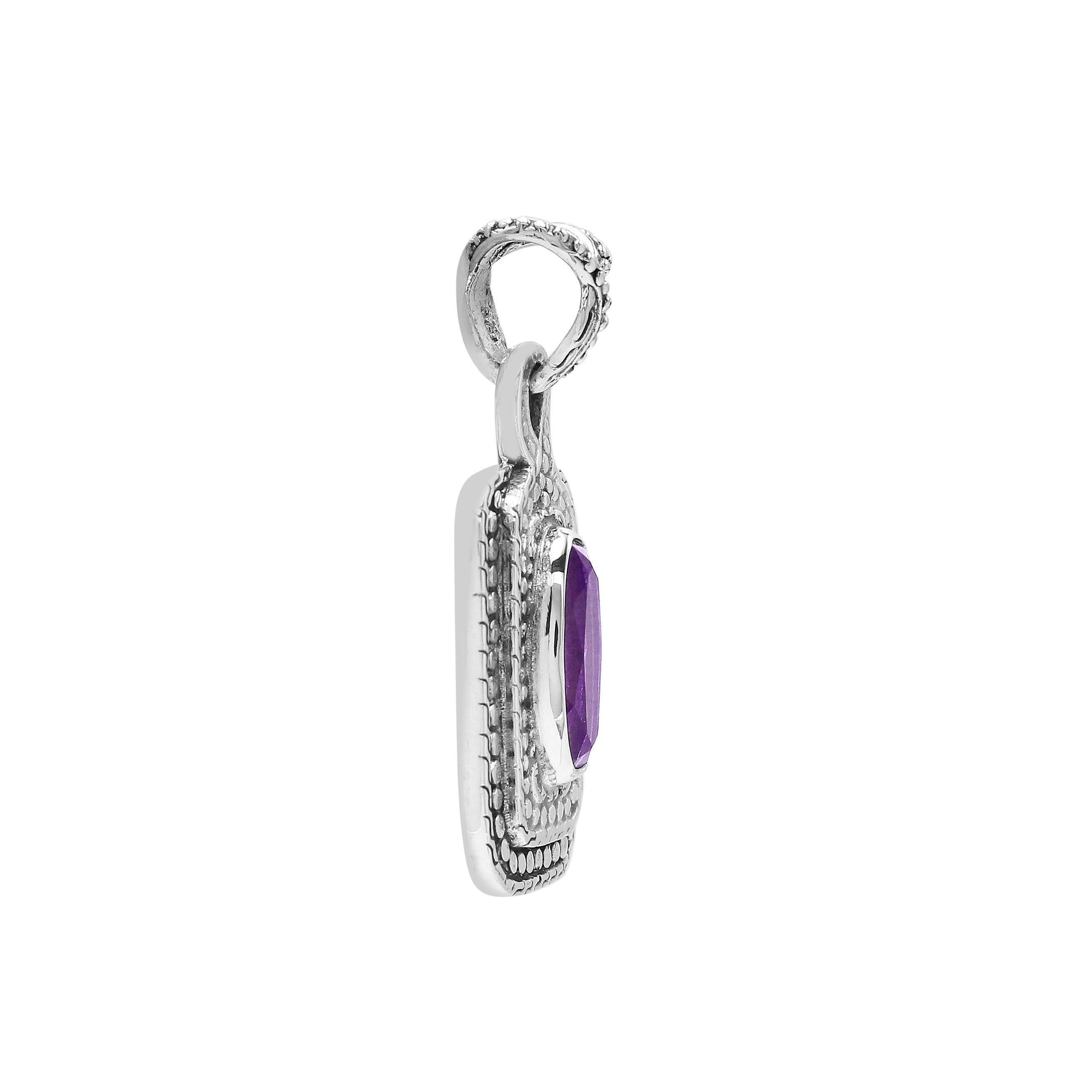 AP-6321-AM Sterling Silver Pendant With London Amethyst Q. Jewelry Bali Designs Inc 