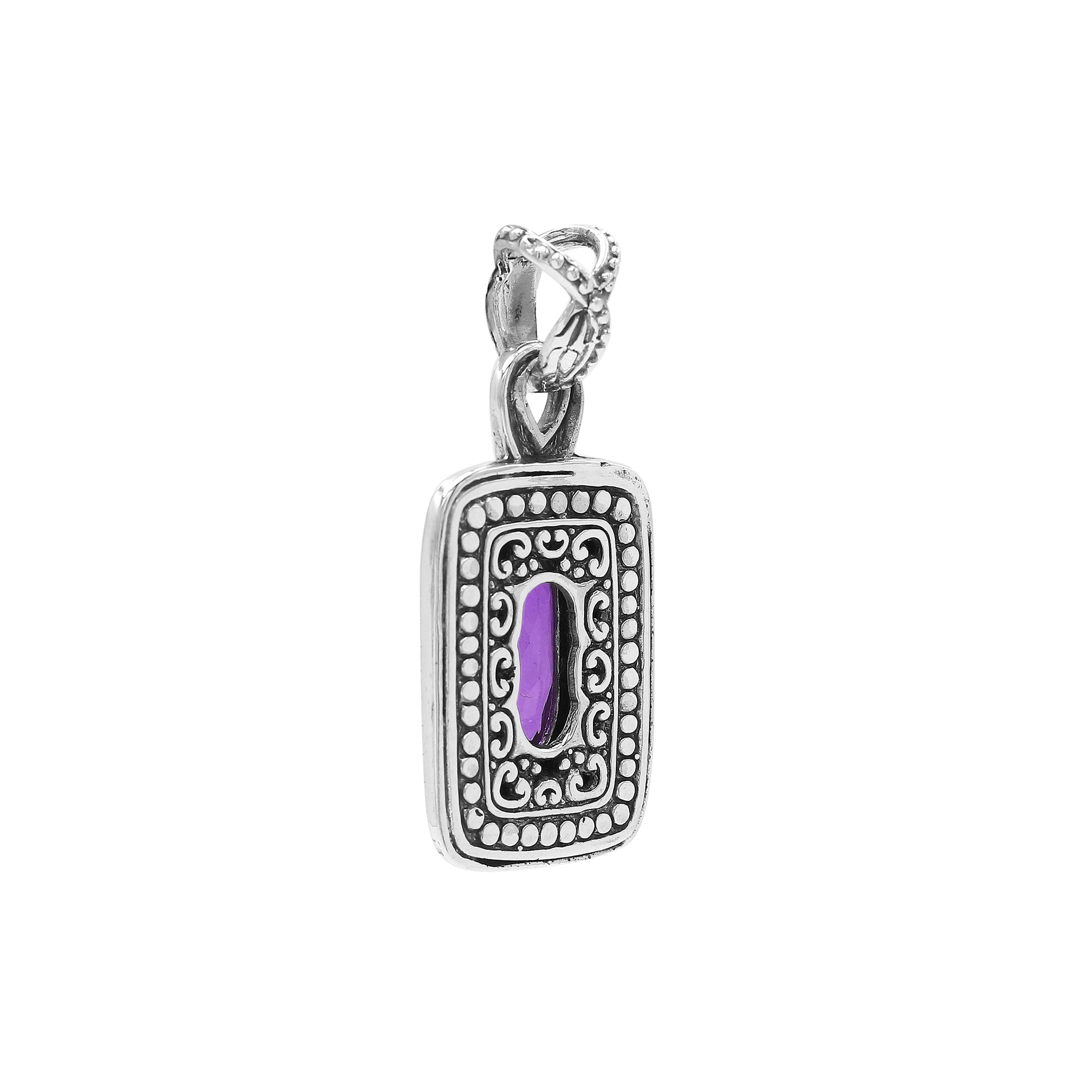 AP-6321-AM Sterling Silver Pendant With London Amethyst Q. Jewelry Bali Designs Inc 