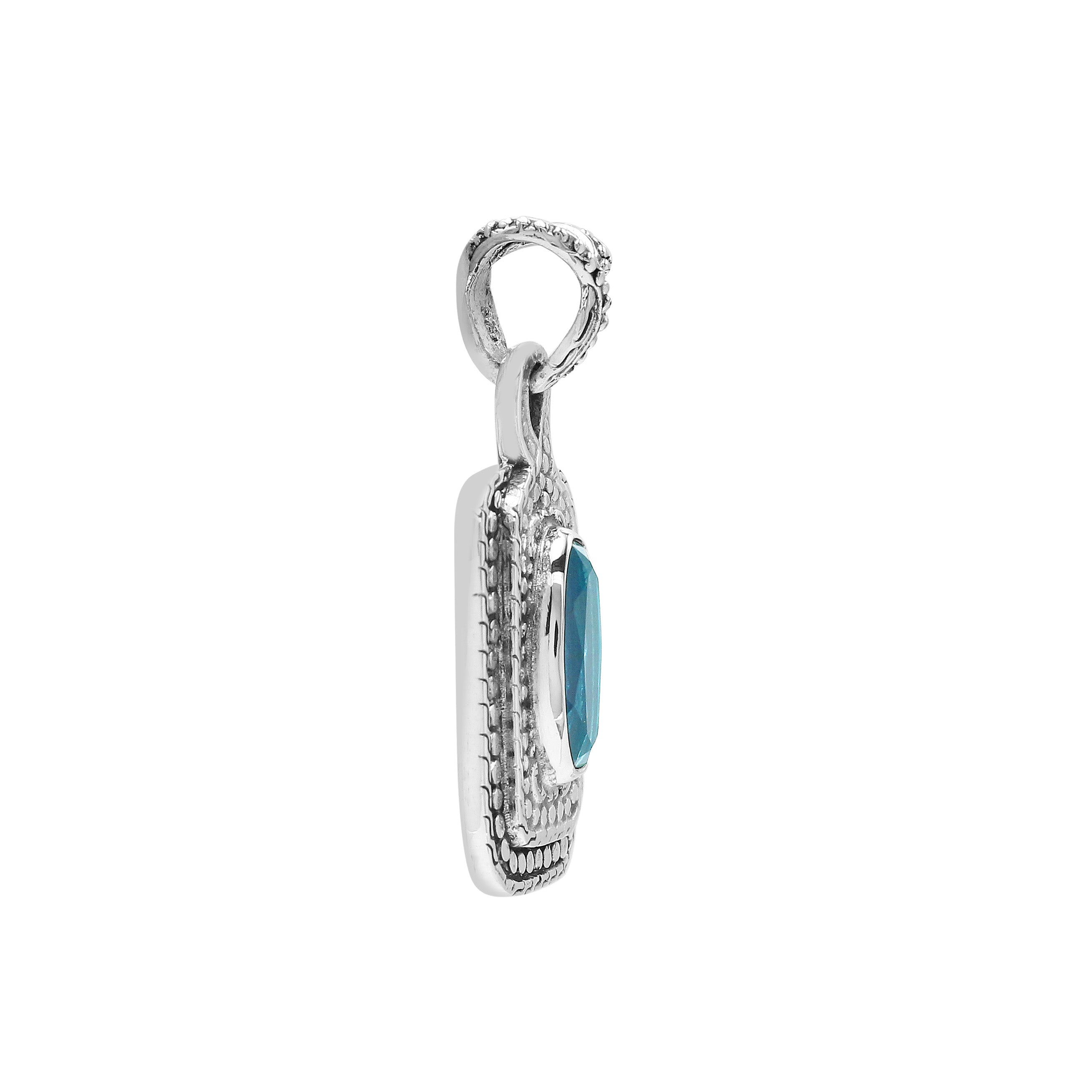 AP-6321-BT Sterling Silver Pendant With London Blue Topaz Q. Jewelry Bali Designs Inc 
