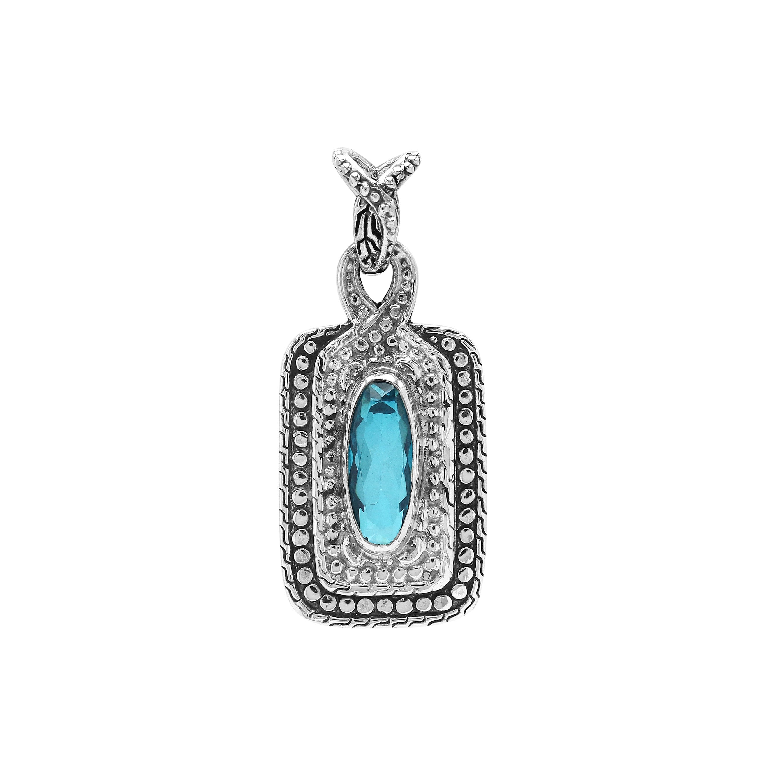 AP-6321-BT Sterling Silver Pendant With London Blue Topaz Q. Jewelry Bali Designs Inc 