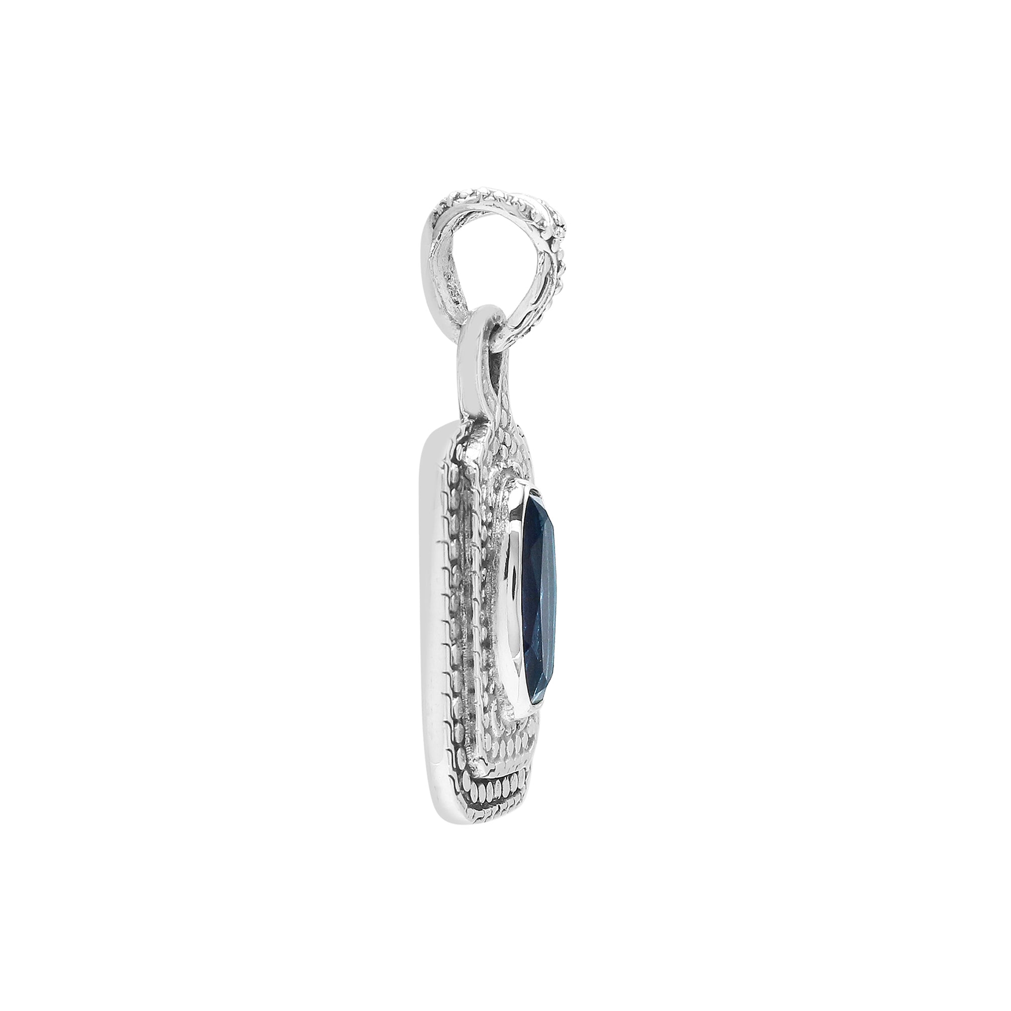 AP-6321-LBT Sterling Silver Pendant With London Blue Topaz Q, Jewelry Bali Designs Inc 