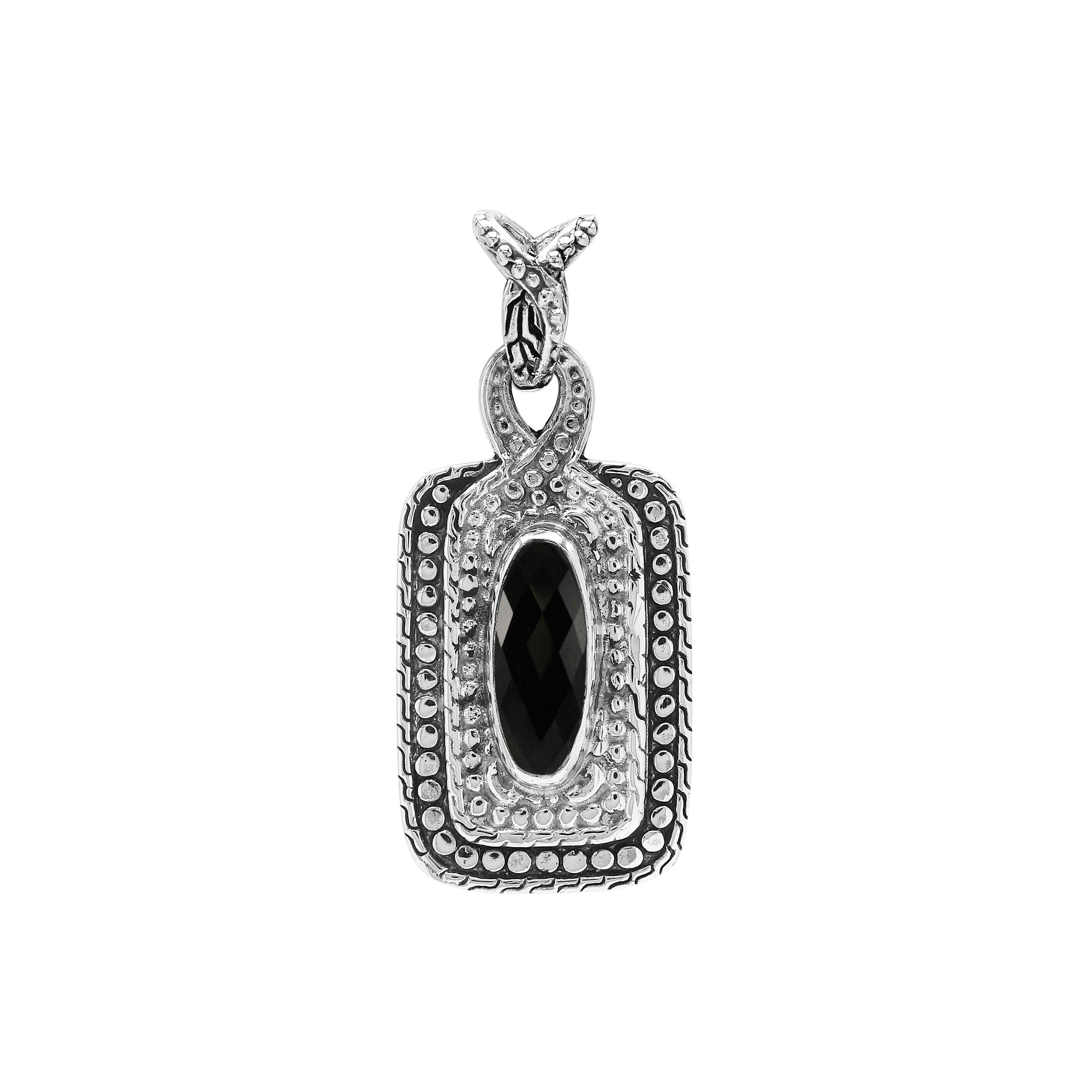 AP-6321-OX Sterling Silver Pendant With London Onyx Jewelry Bali Designs Inc 