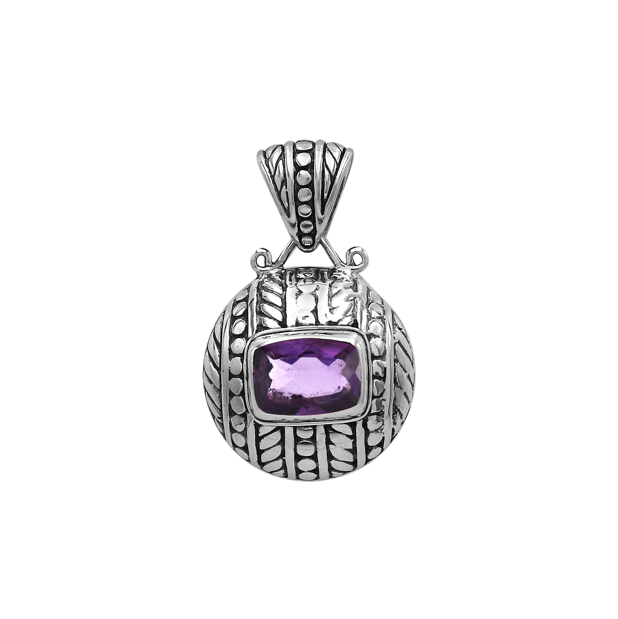 AP-6322-AM Sterling Silver Pendant With Amethyst Q, Jewelry Bali Designs Inc 