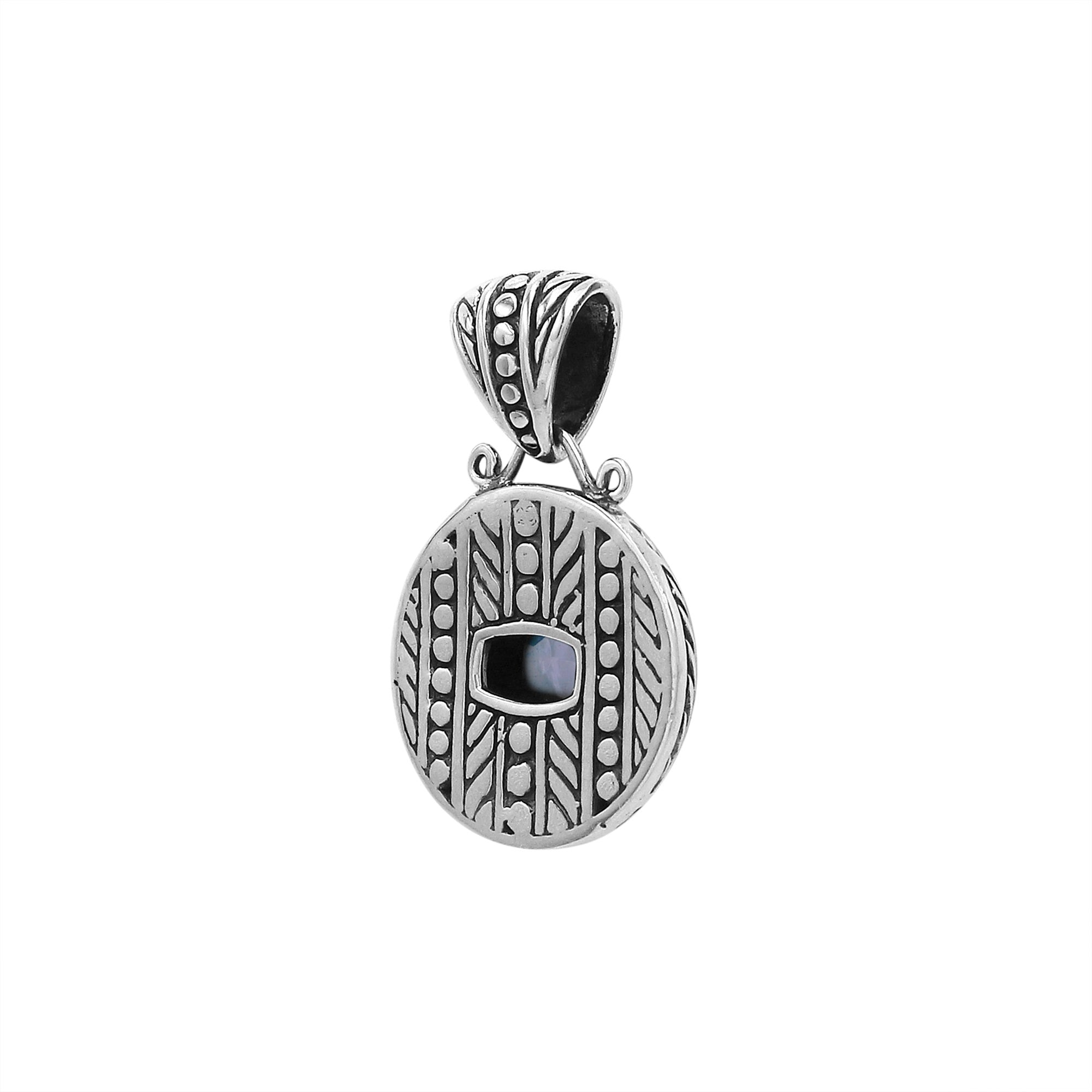 AP-6322-BT Sterling Silver Pendant With Blue Topaz Q. Jewelry Bali Designs Inc 