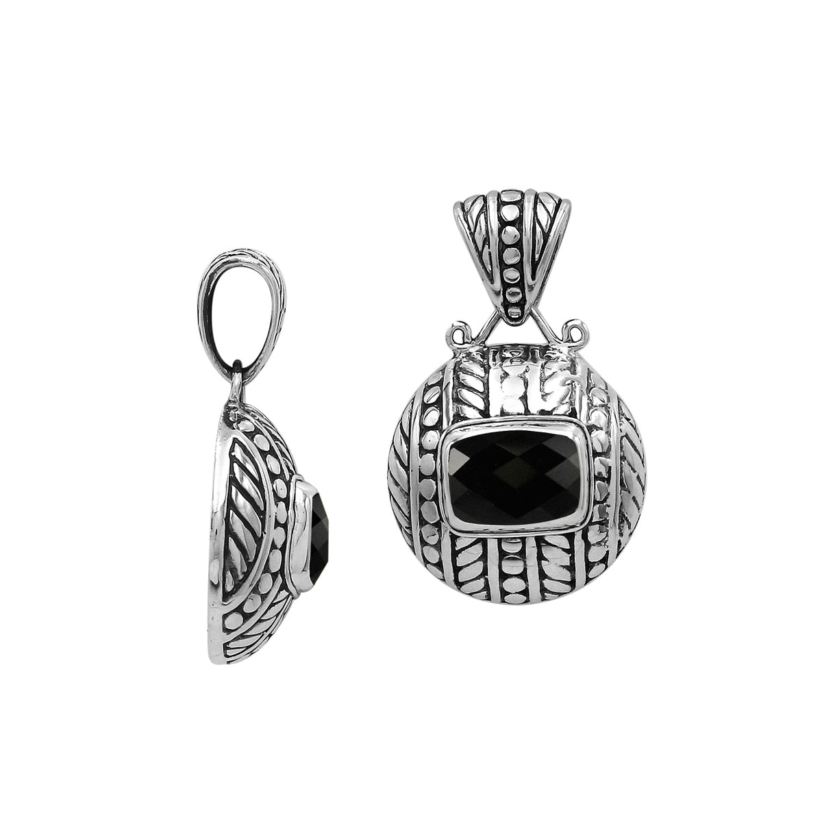 AP-6322-OX Sterling Silver Pendant With Onyx Q, Jewelry Bali Designs Inc 