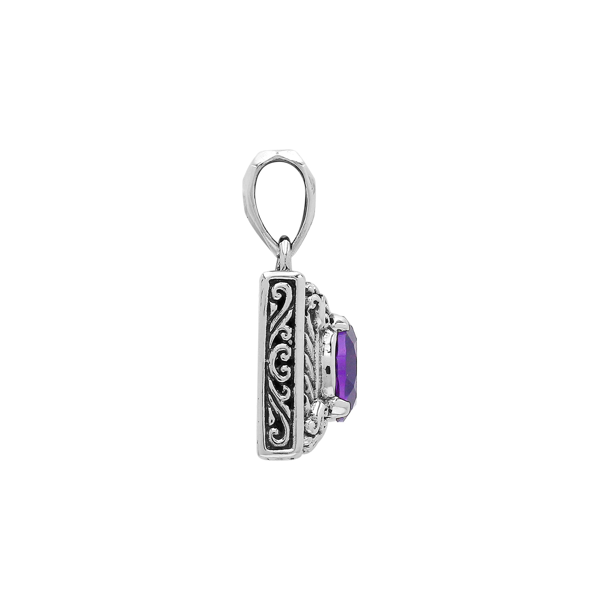 AP-6324-AM Sterling Silver Pendant With London Amethyst Q. Jewelry Bali Designs Inc 