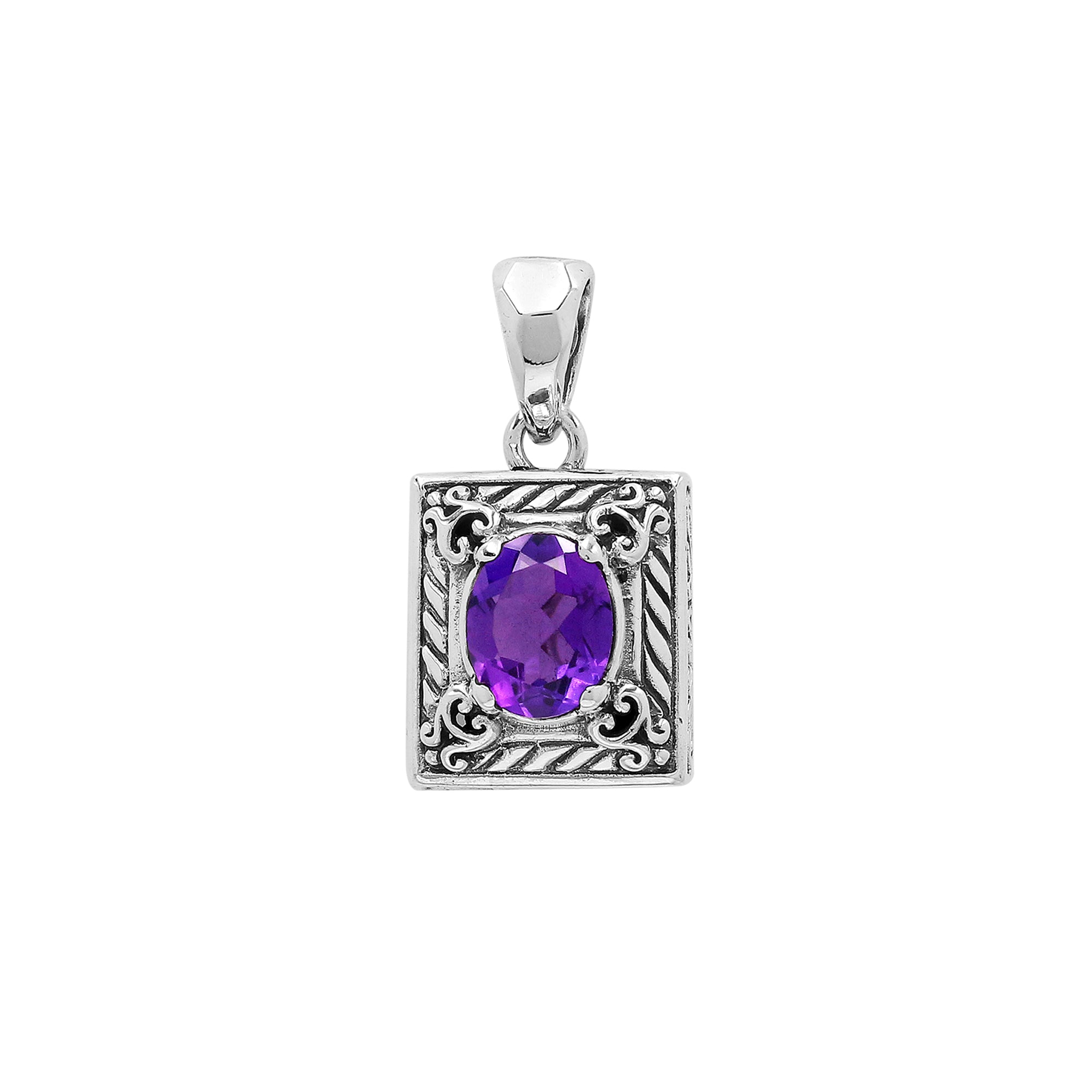 AP-6324-AM Sterling Silver Pendant With London Amethyst Q. Jewelry Bali Designs Inc 