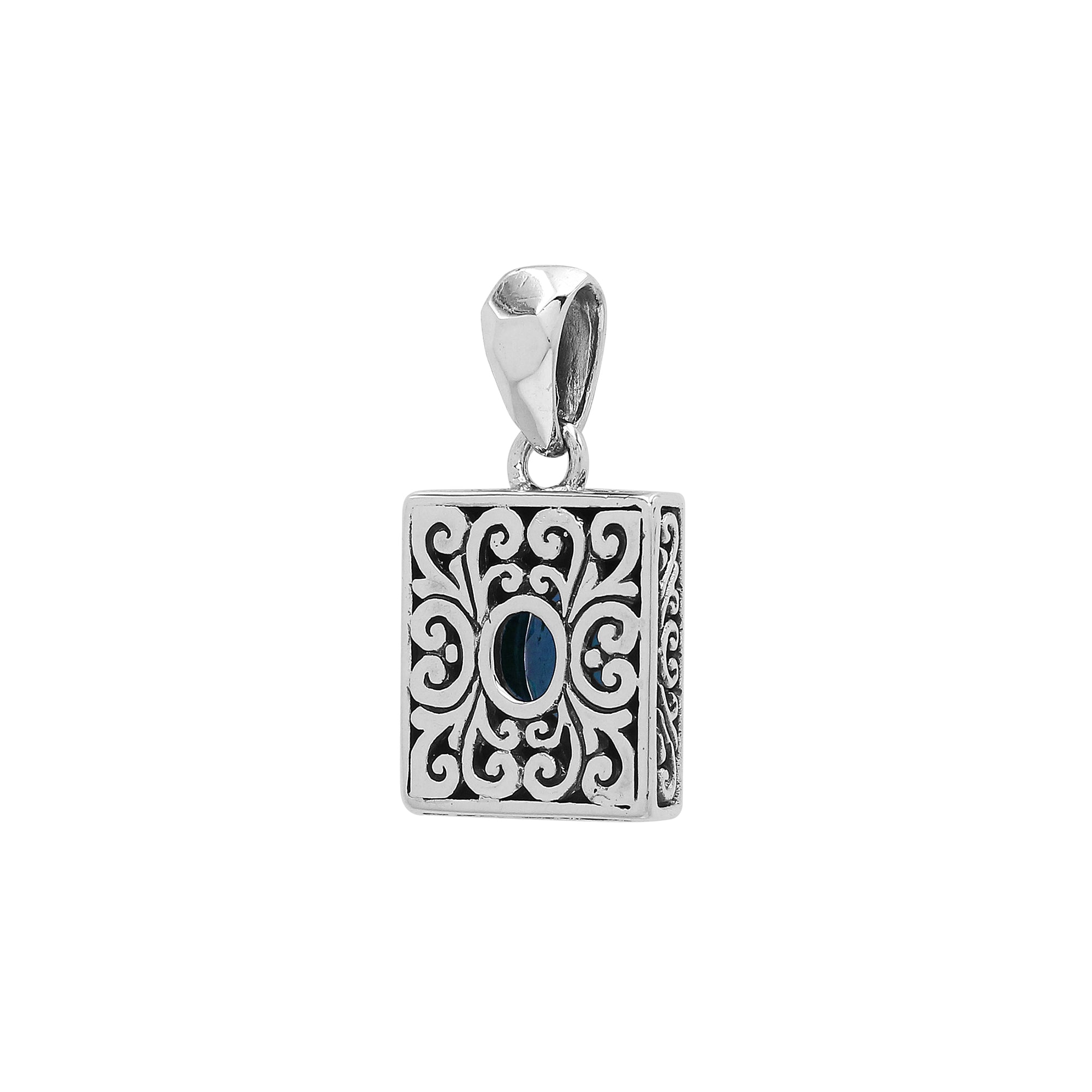 AP-6324-BT Sterling Silver Pendant With London Blue Topaz Q. Jewelry Bali Designs Inc 