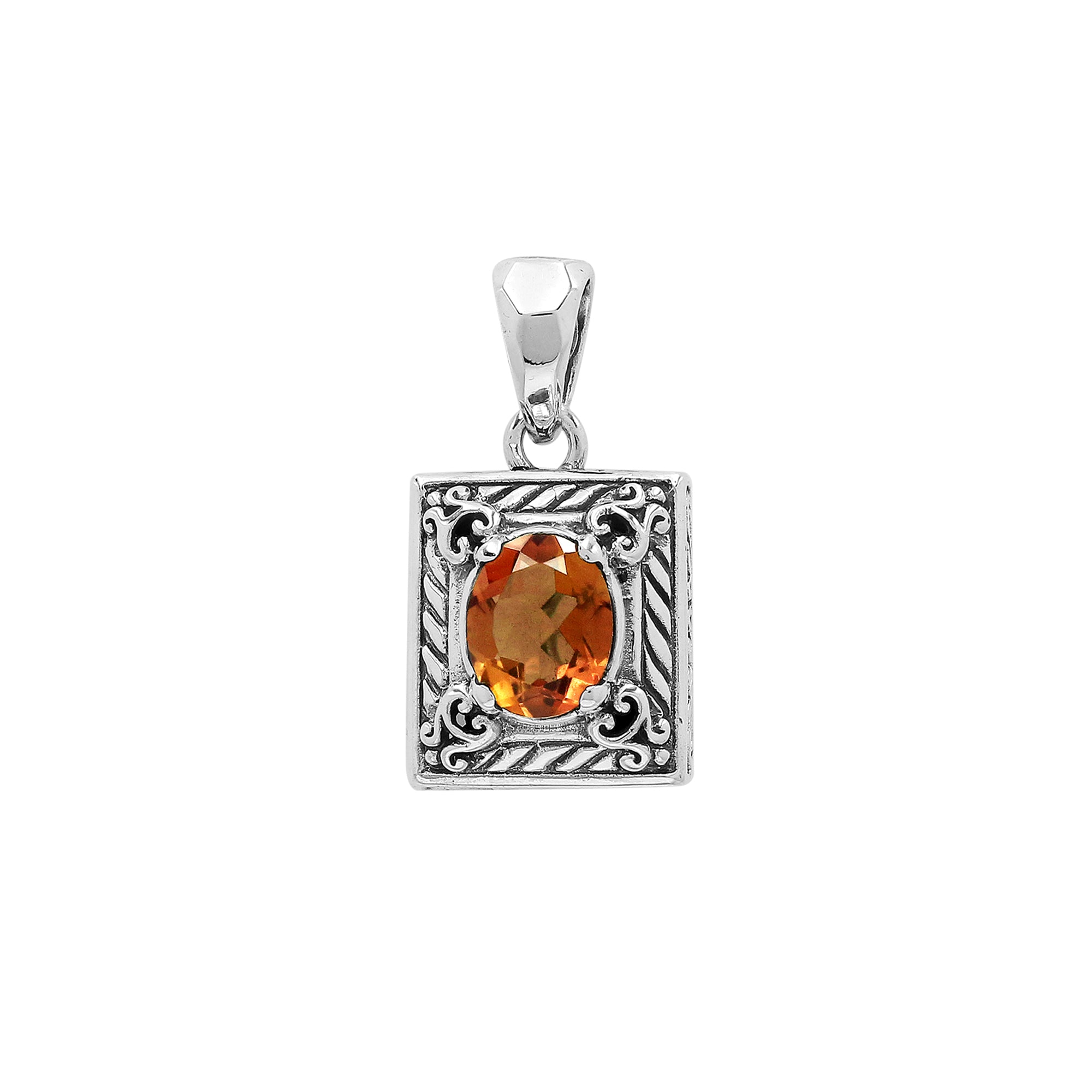 AP-6324-CT Sterling Silver Pendant With London Citrine Q. Jewelry Bali Designs Inc 