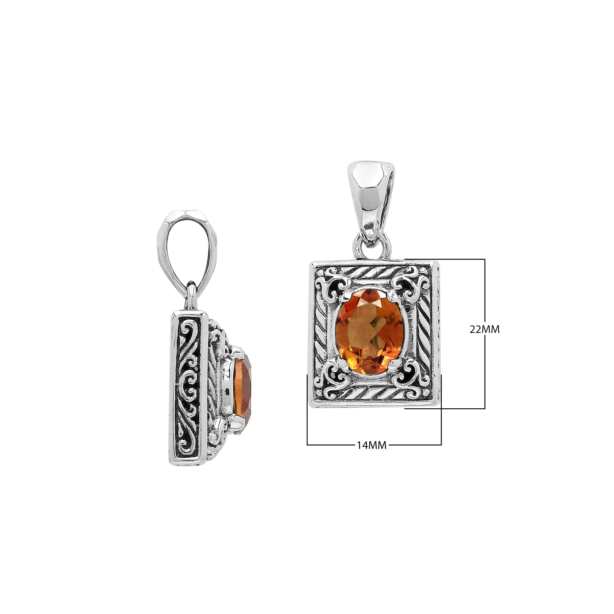 AP-6324-CT Sterling Silver Pendant With London Citrine Q. Jewelry Bali Designs Inc 