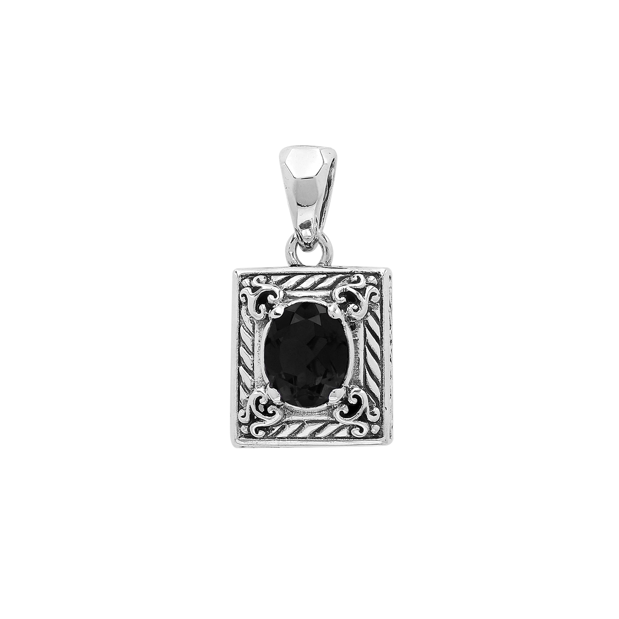AP-6324-OX Sterling Silver Pendant With London Black Onyx Jewelry Bali Designs Inc 
