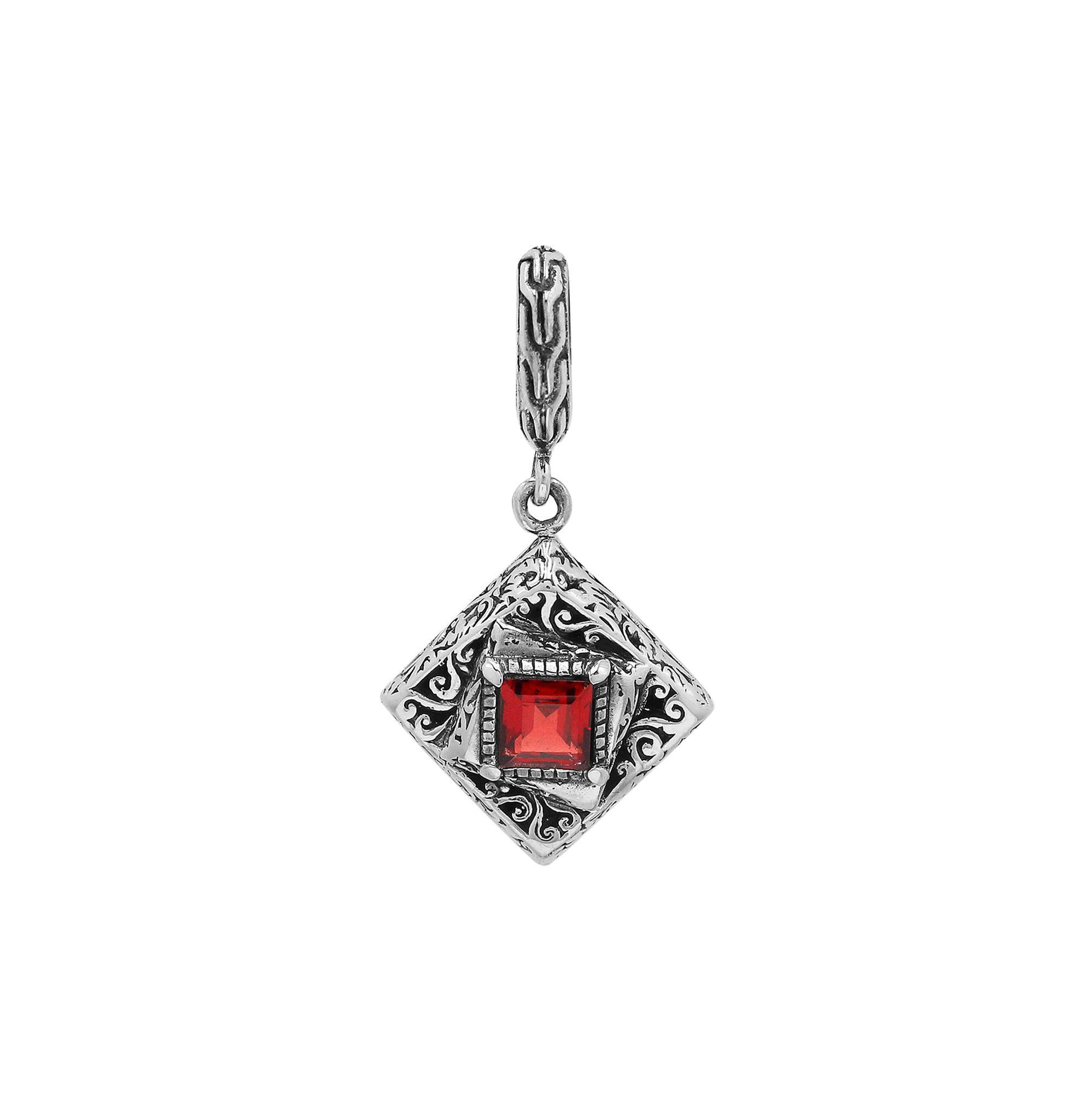 AP-6326-GA Sterling Silver Pendant With London Garnet Q. Jewelry Bali Designs Inc 