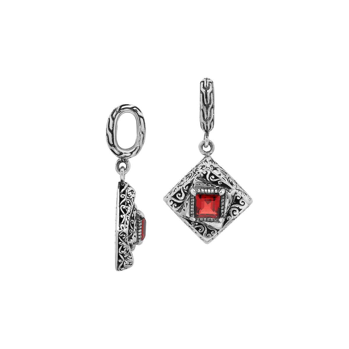 AP-6326-GA Sterling Silver Pendant With London Garnet Q. Jewelry Bali Designs Inc 