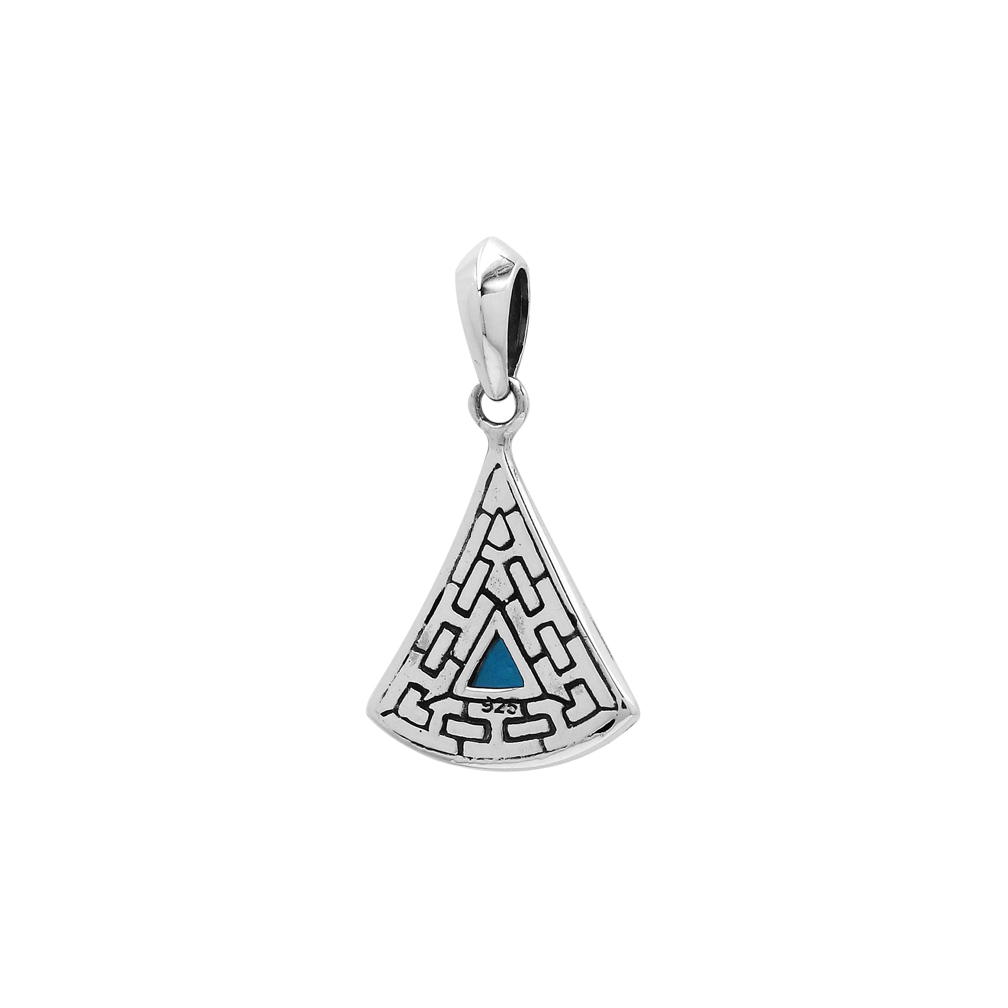 AP-6327-BT Sterling Silver Oval Shape Pendant With Blue Topaz Jewelry Bali Designs Inc 