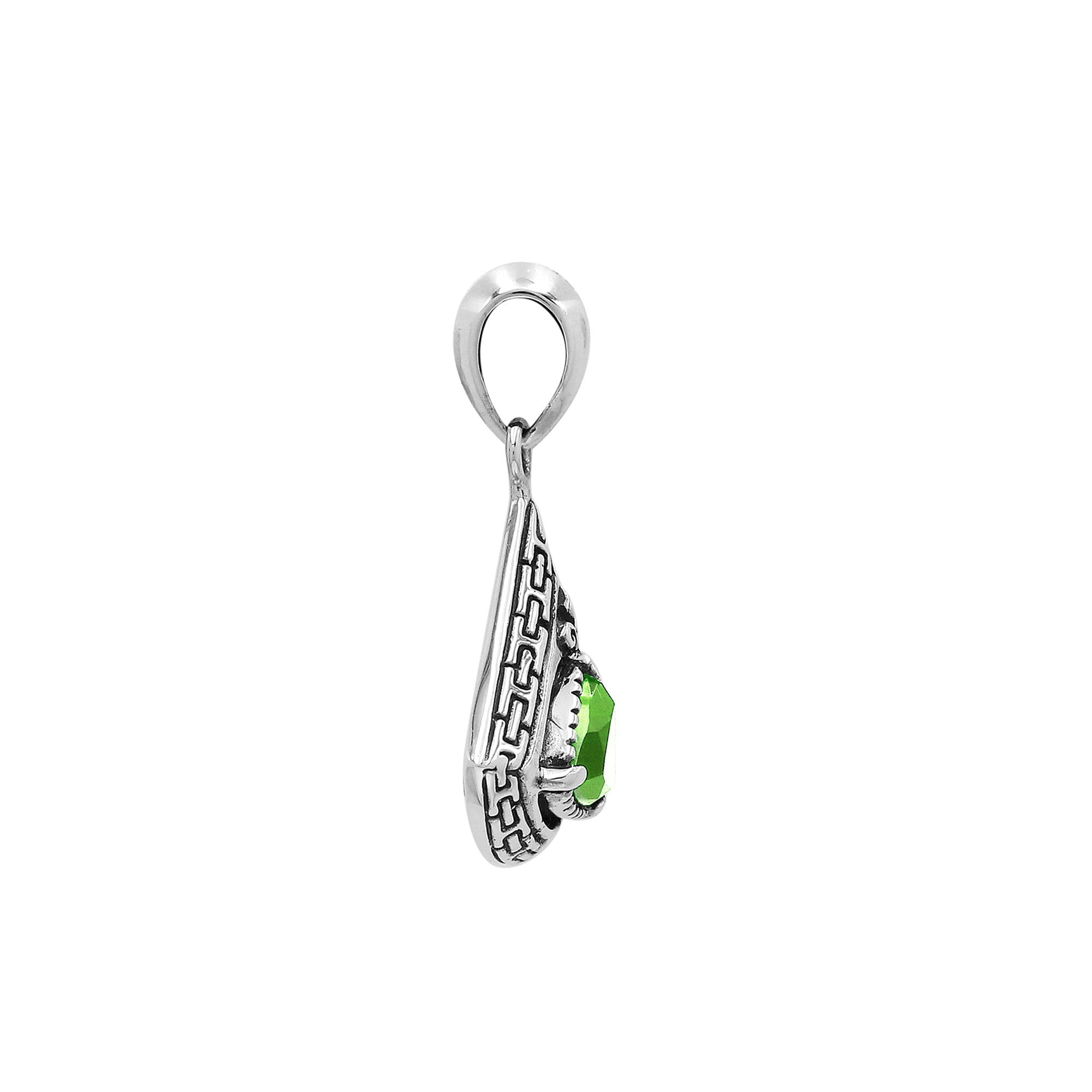 AP-6327-PR Sterling Silver Oval Shape Pendant With Peridot Quartz Jewelry Bali Designs Inc 
