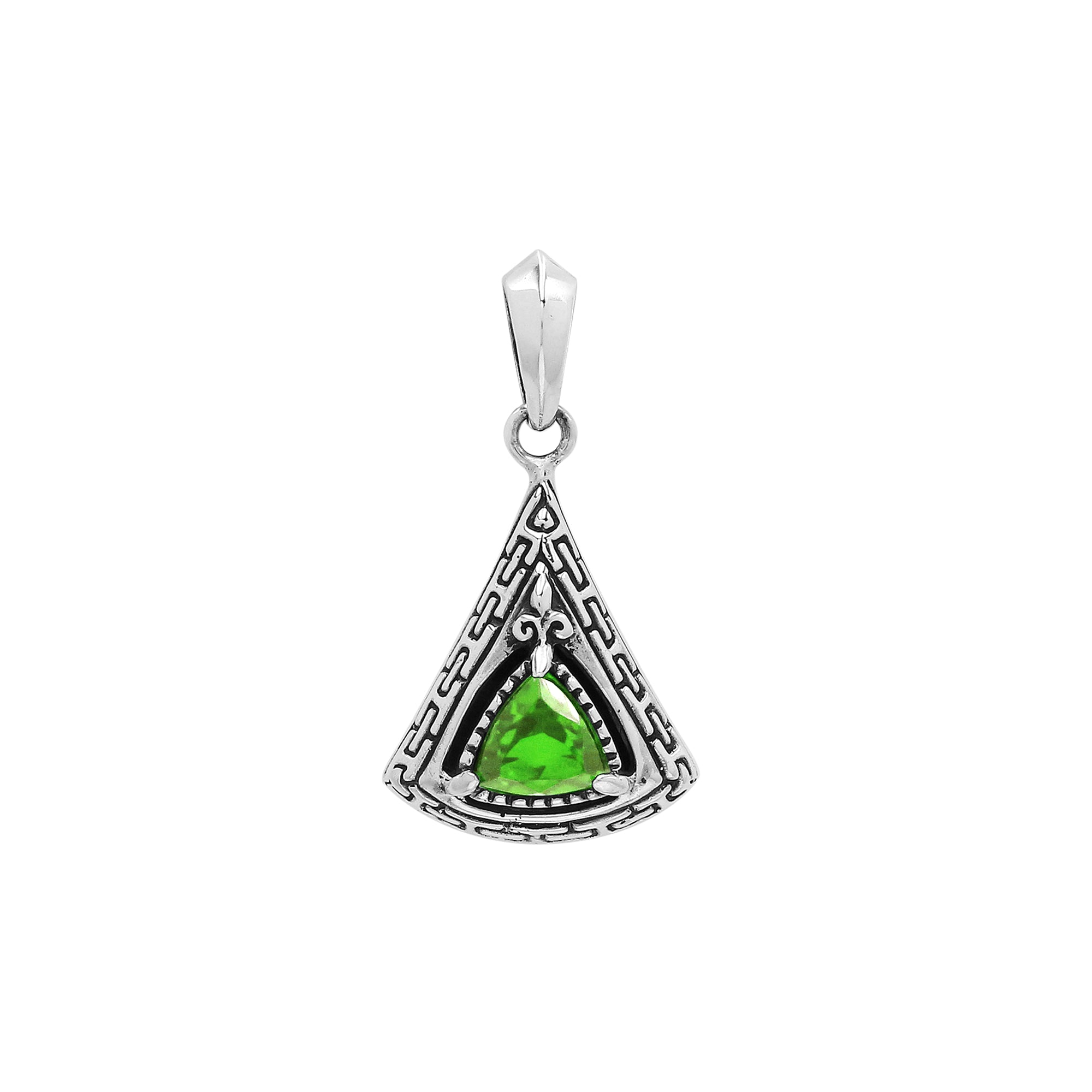 AP-6327-PR Sterling Silver Oval Shape Pendant With Peridot Quartz Jewelry Bali Designs Inc 