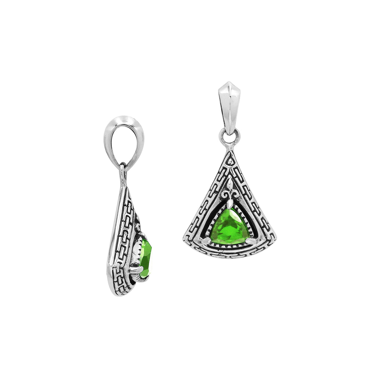 AP-6327-PR Sterling Silver Oval Shape Pendant With Peridot Quartz Jewelry Bali Designs Inc 