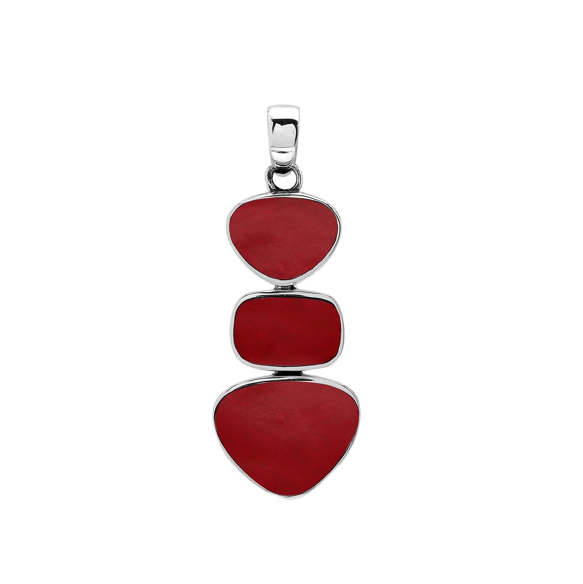 AP-6346-CR Sterling Silver Pendant with Coral Jewelry Bali Designs Inc 