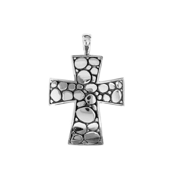 AP-7009-S Sterling Silver Cross Design Pendant With Plain Silver Jewelry Bali Designs Inc 