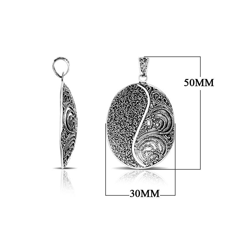 AP-7010-S Sterling Silver Oval Shape Beautiful Designer Pendant With Plain Silver Jewelry Bali Designs Inc 