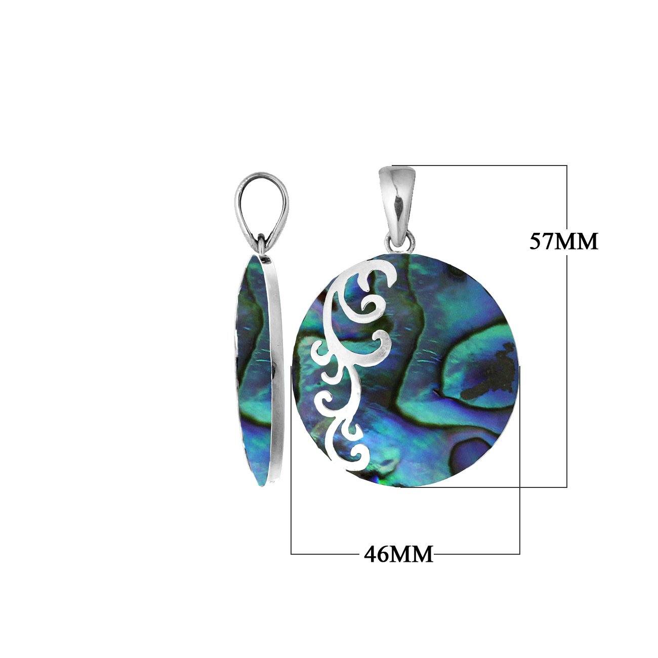 AP-7035-AB Sterling Silver Designer Pendant With Round Abalone Shell Jewelry Bali Designs Inc 