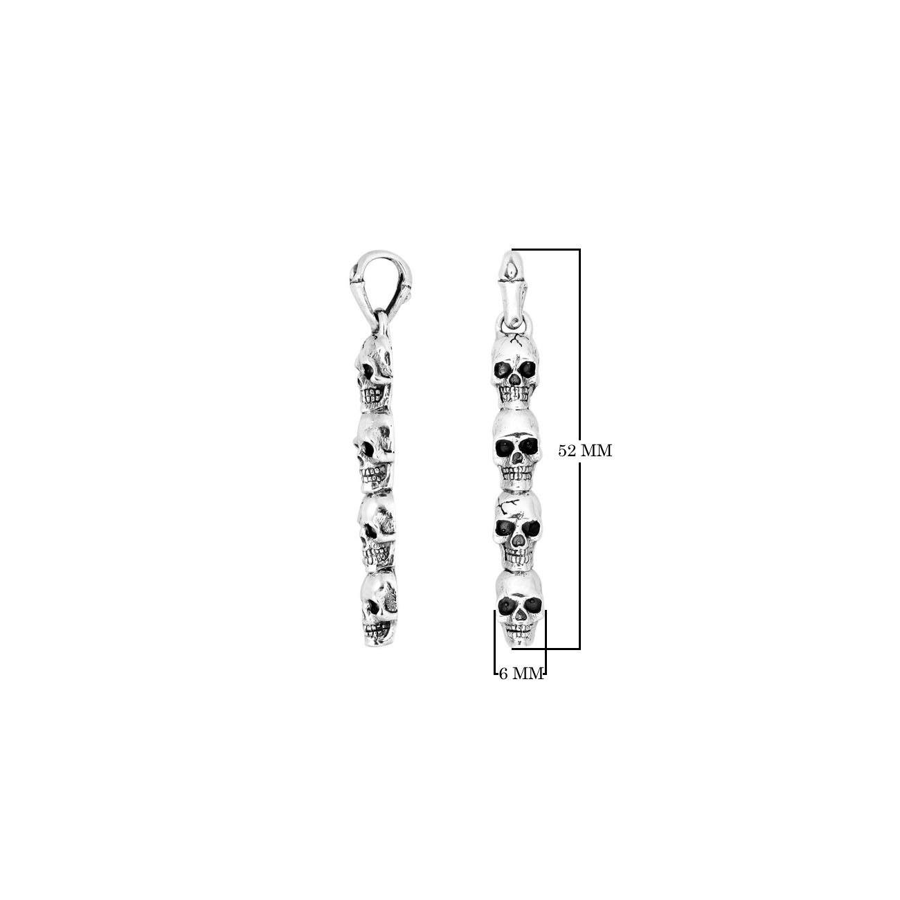 AP-8001-S Sterling Silver Designer Skull Pendant With Plain Silver Jewelry Bali Designs Inc 